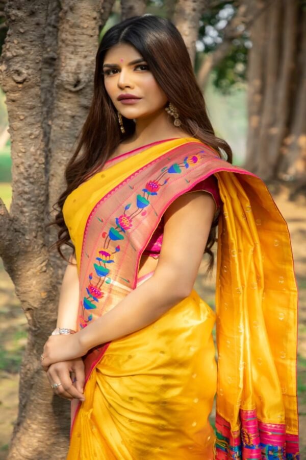 Designer Yellow Soft Silk Saree with Phenomenal Blouse Piece - Dress me  Royal