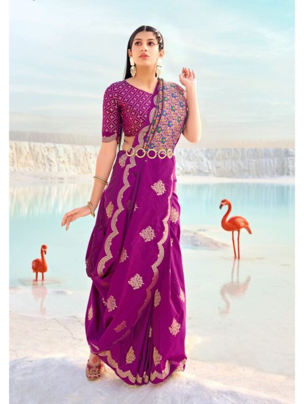 Graceful Banarasi Pure Soft Silk Purple Colored Wedding Wear –  TheDesignerSaree