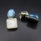 Asymmetrical Blue Resin Square Large Stud Earring - gg000002