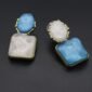 Asymmetrical Blue Resin Square Large Stud Earring - gg000002