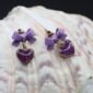 Bow Knot Heart-Shaped Earrings Purple Love Heart Drop - gg000004