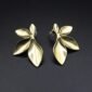 Chic Gold Leaf Earrings for Women- Stainless Steel Stud - gg000008