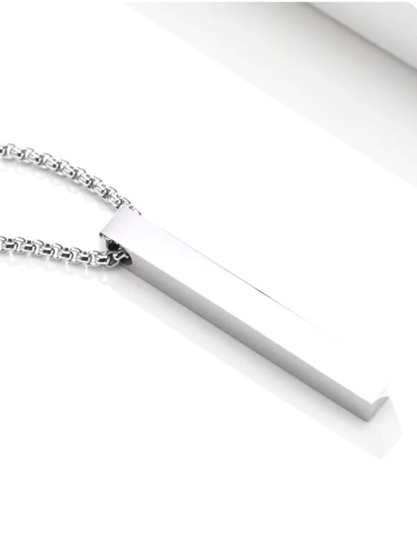 Unisex 5mm Stainless Steel 3D Bar Pendant Necklace - Minimalist Geometric Design -gg000036