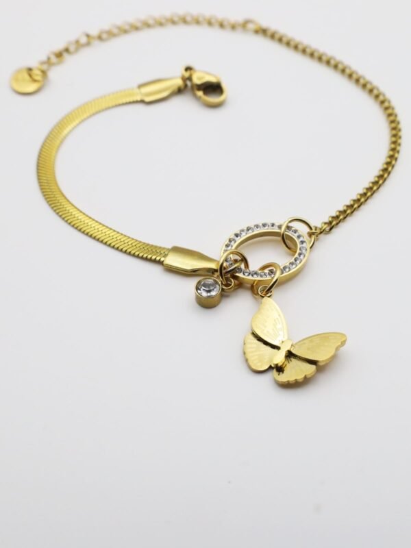 Gold-Plated Butterfly Chain Bracelet – Hypoallergenic, Anti-Tarnish Stainless Steel - gg000044