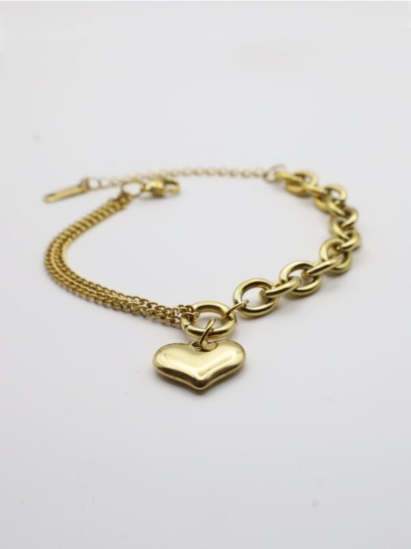 Multi-Chain Heart Pendant Stainless Steel Bracelet - gg000049