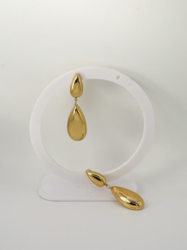 Large and Small Water Droplet Stainless Steel Earrings - gg000073