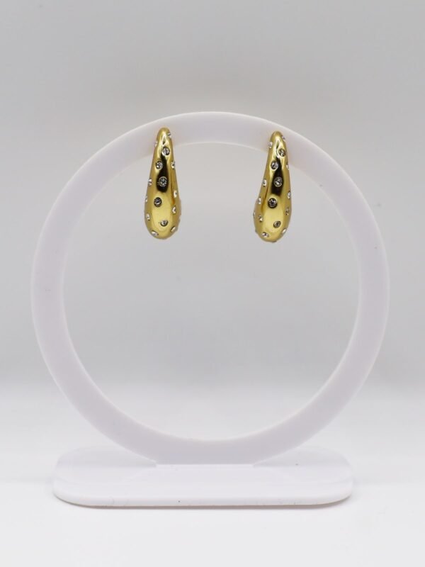 Teardrop Shaped Studded Earrings With Zirconia