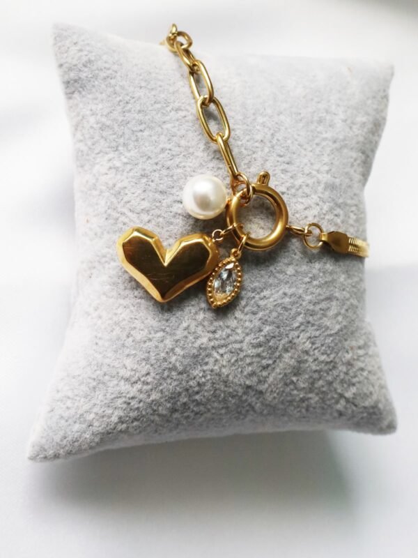 Stainless Steel Bracelet with Heart, Pearl - gg000095