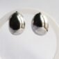 Silver Oval Statement Stud Earrings - gg000112