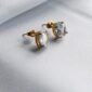 Stainless Steel Square Cubic Zirconia Stud Earrings