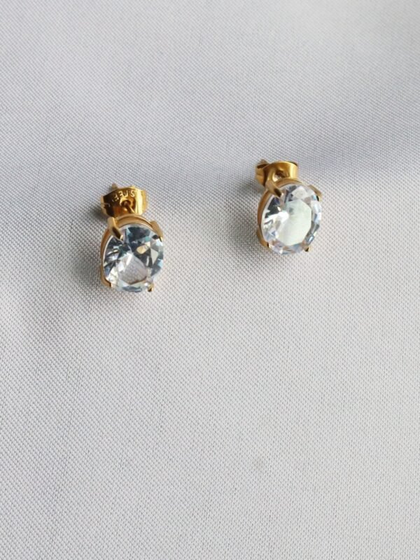 Stainless Steel Square Cubic Zirconia Stud Earrings