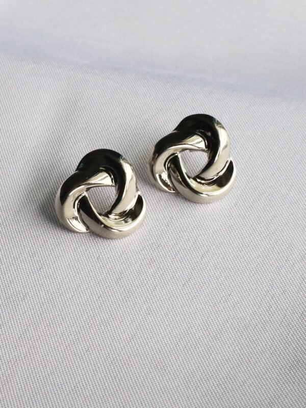 Stainless Steel Twisted Silver Stud Earrings