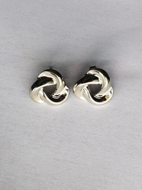 Stainless Steel Twisted Silver Stud Earrings